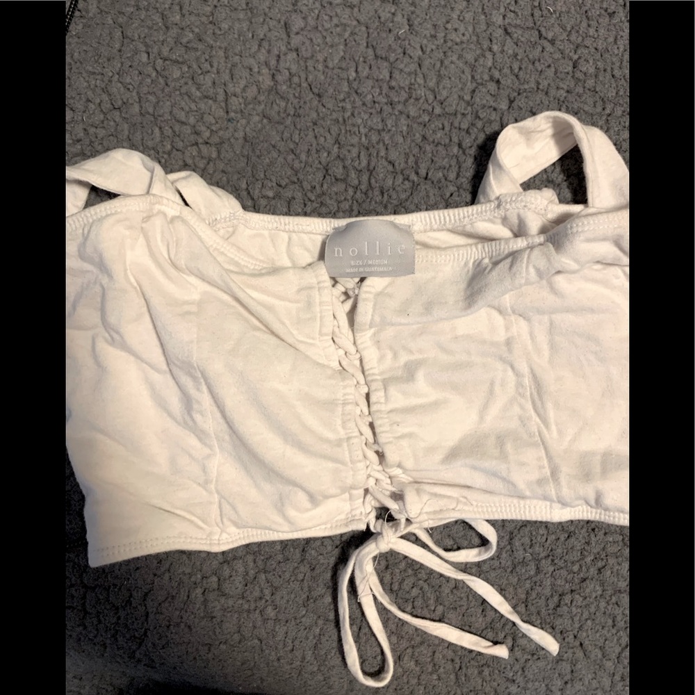 White Nollie (Pacsun) cotton lace up style crop top